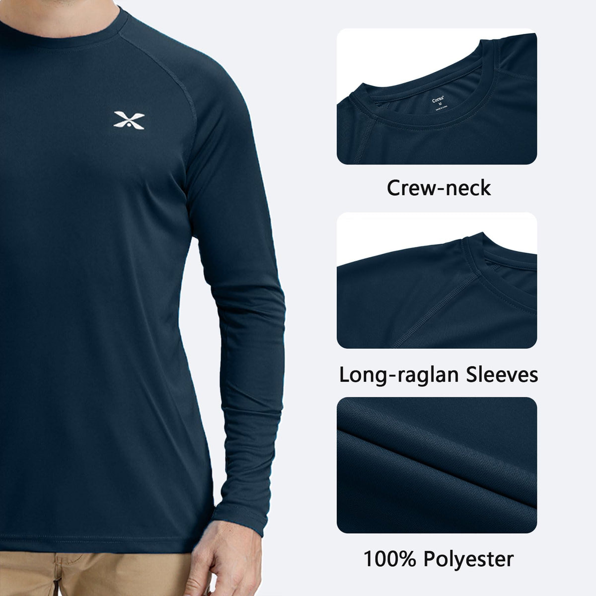MOHEEN athletic tee quick-dry navy for outdoor workouts