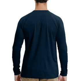MOHEEN men's long sleeve moisture-wicking grey shirt in action