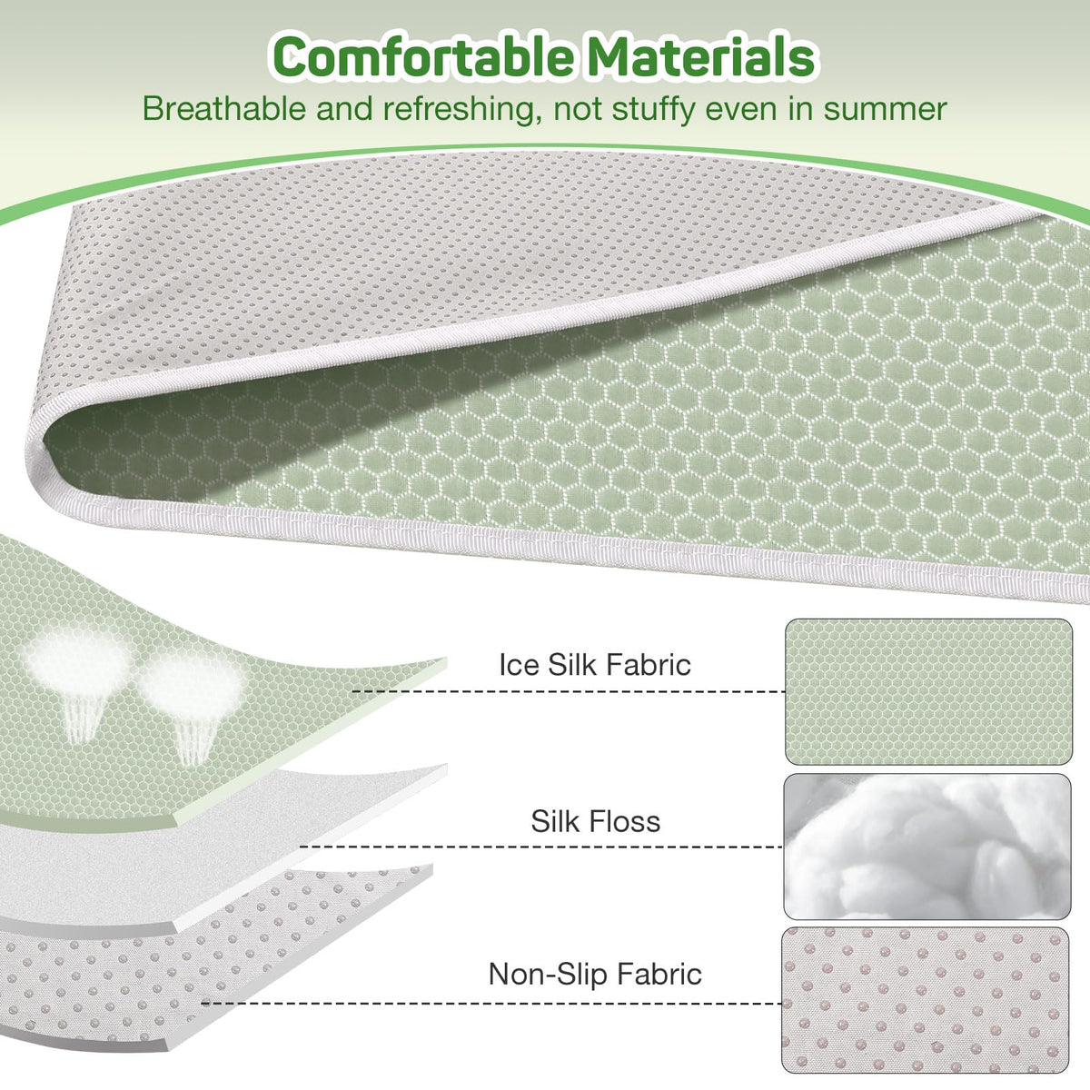MoKo breathable mat layer stays cool and comfortable on hot days