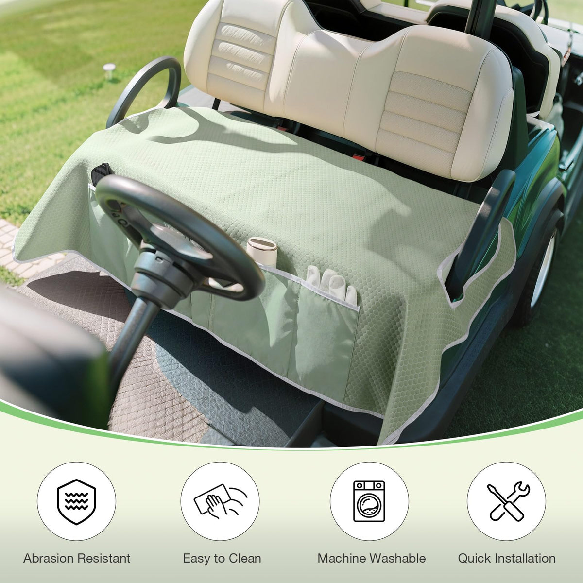 MoKo golf cart seat cover is machine washable for easy cleaning