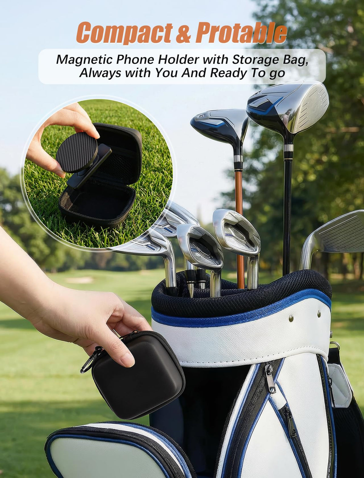 MOKPR magnetic golf cart phone holder durable zinc alloy construction for long-lasting performance