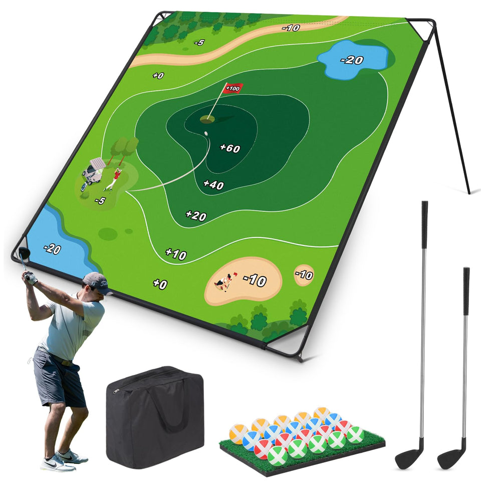 Molachi Golf Chipping Game large 71x71 mat simulates real greens for precise chipping.