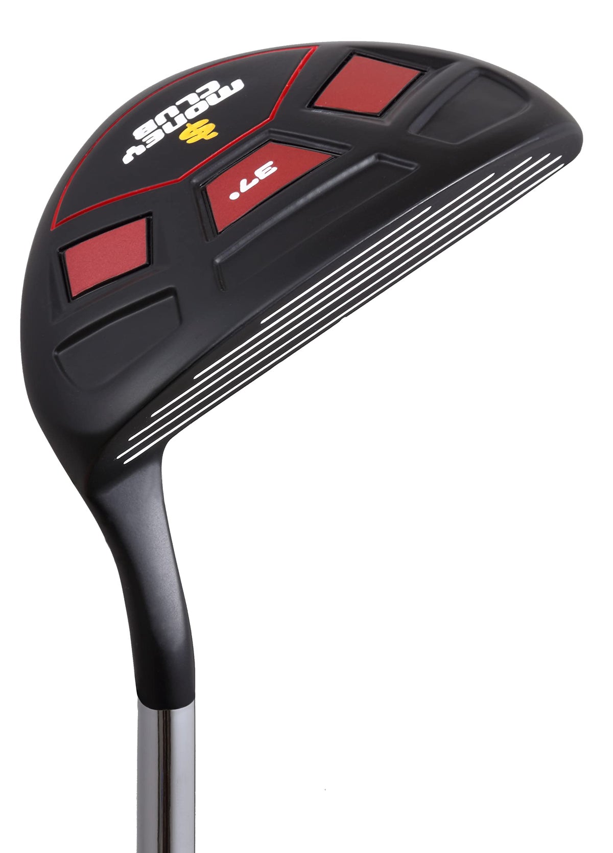 Money Club Chipper with black finish head improves alignment at address.