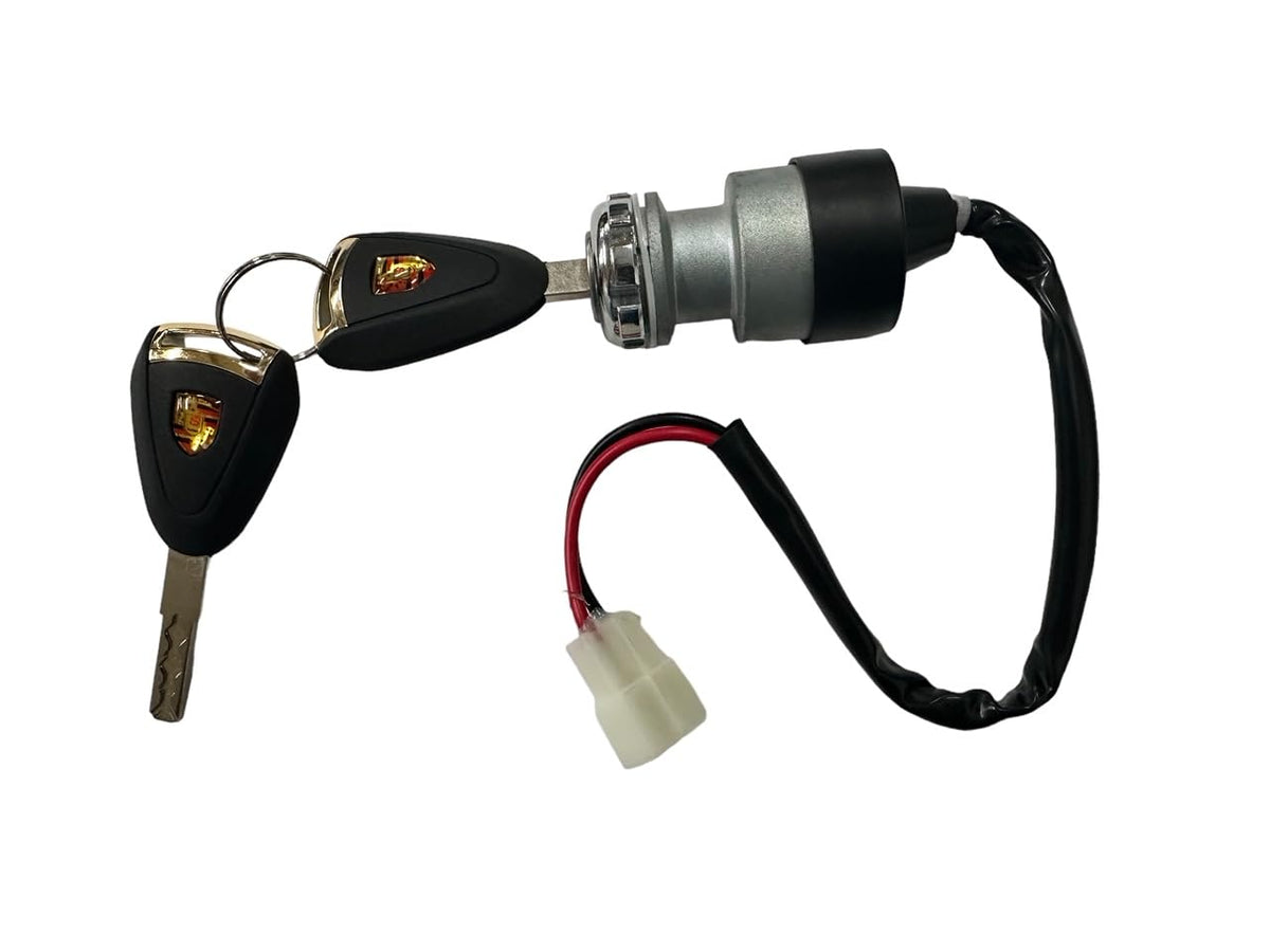 Icon golf cart dashboard with Monroe key switch installed for convenient ignition access.