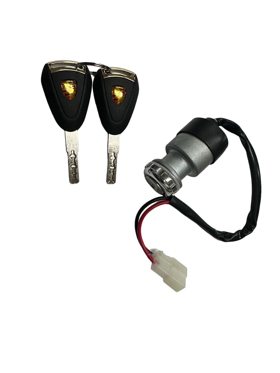 Installation-ready Monroe key switch assembly demonstrates easy wiring for quick setup.