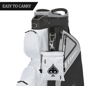 Pouch attaches securely to golf bag for quick access