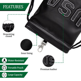 Montela Golf ball pouch with 6x7 dimensions protects items and fits pockets.