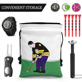 Montela Golf Drawstring Pouch attaches easily to most golf bags.