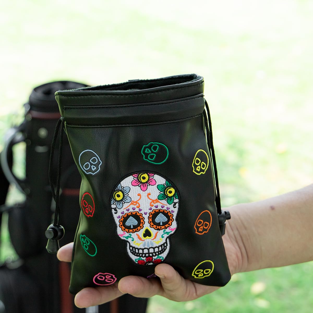 Montela Golf leather pouch stores tees, markers, and small accessories securely.