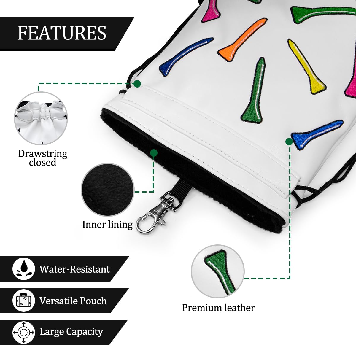 Montela Golf pouch dimensions 6x7 inches for compact storage