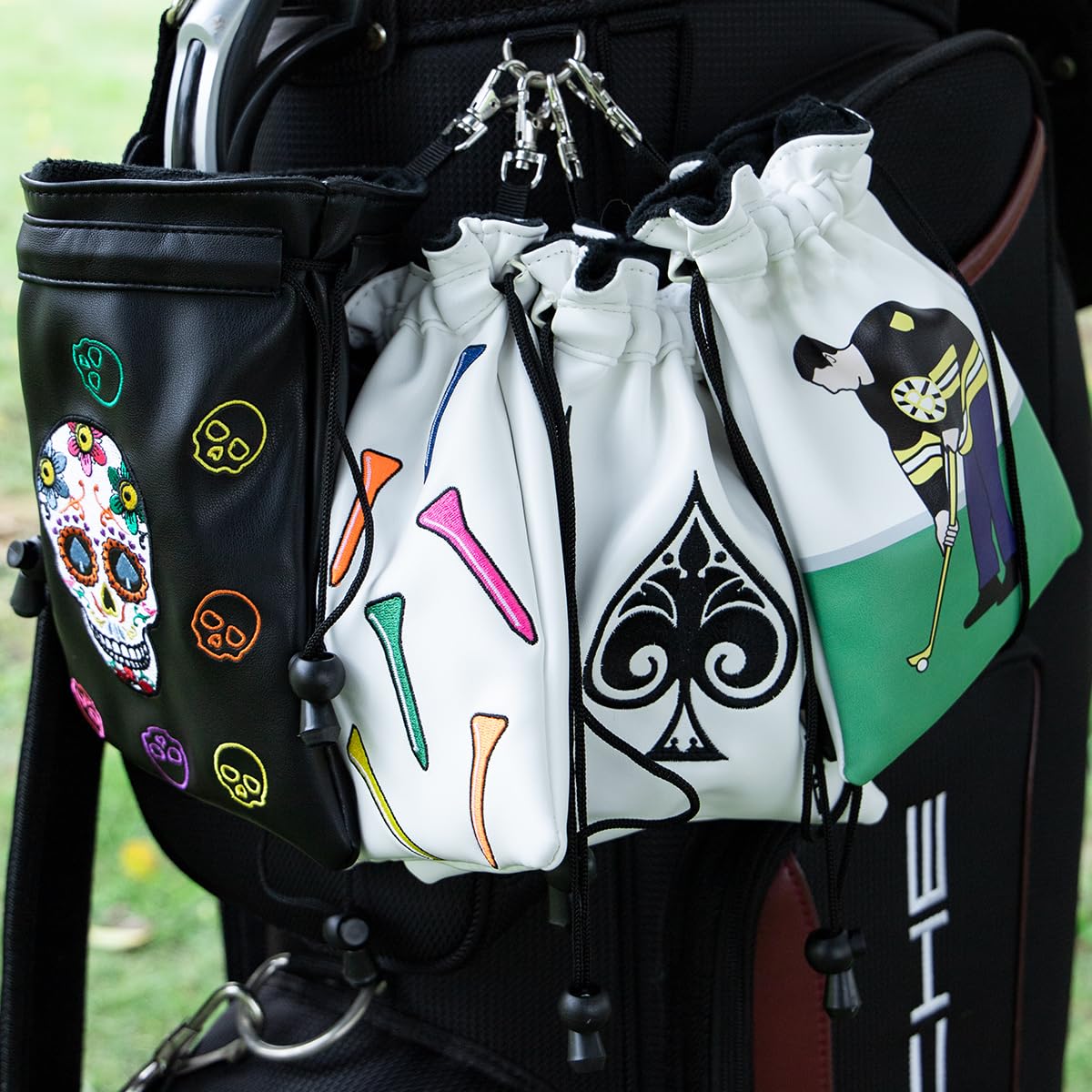 Montela Golf Skeleton Design Pouch adds a playful touch to practice.
