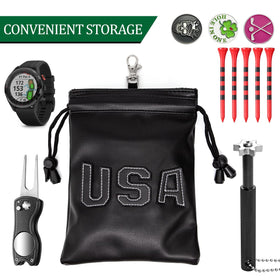 Montela Golf tee pouch stores tees and markers for quick access in play.