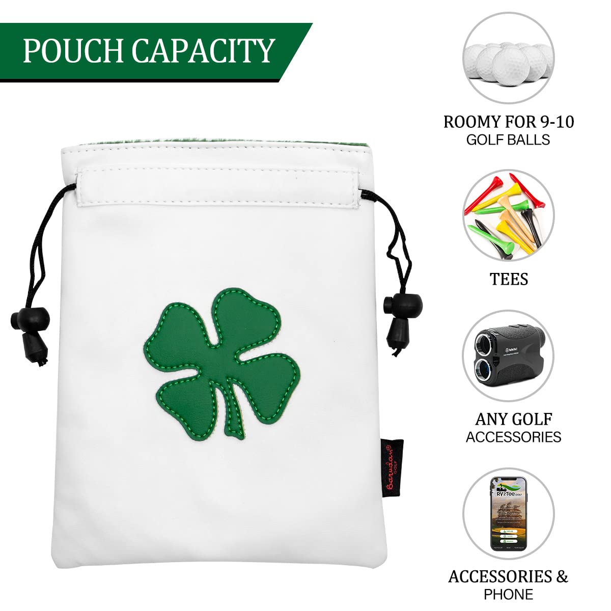 Montela Golf waterproof-dustproof pouch protects contents from moisture and dust.