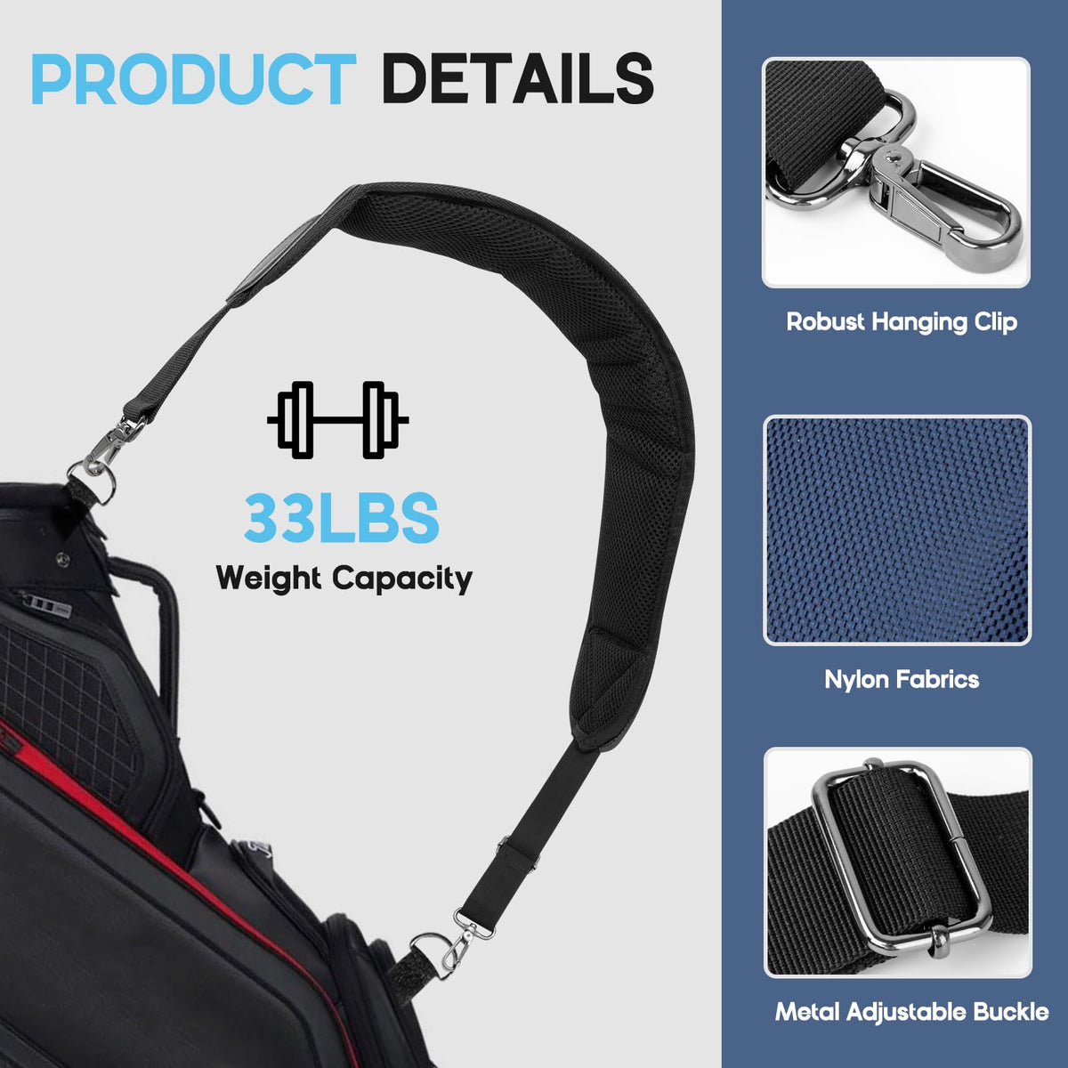 Montela Golf waterproof nylon strap keeps gear protected