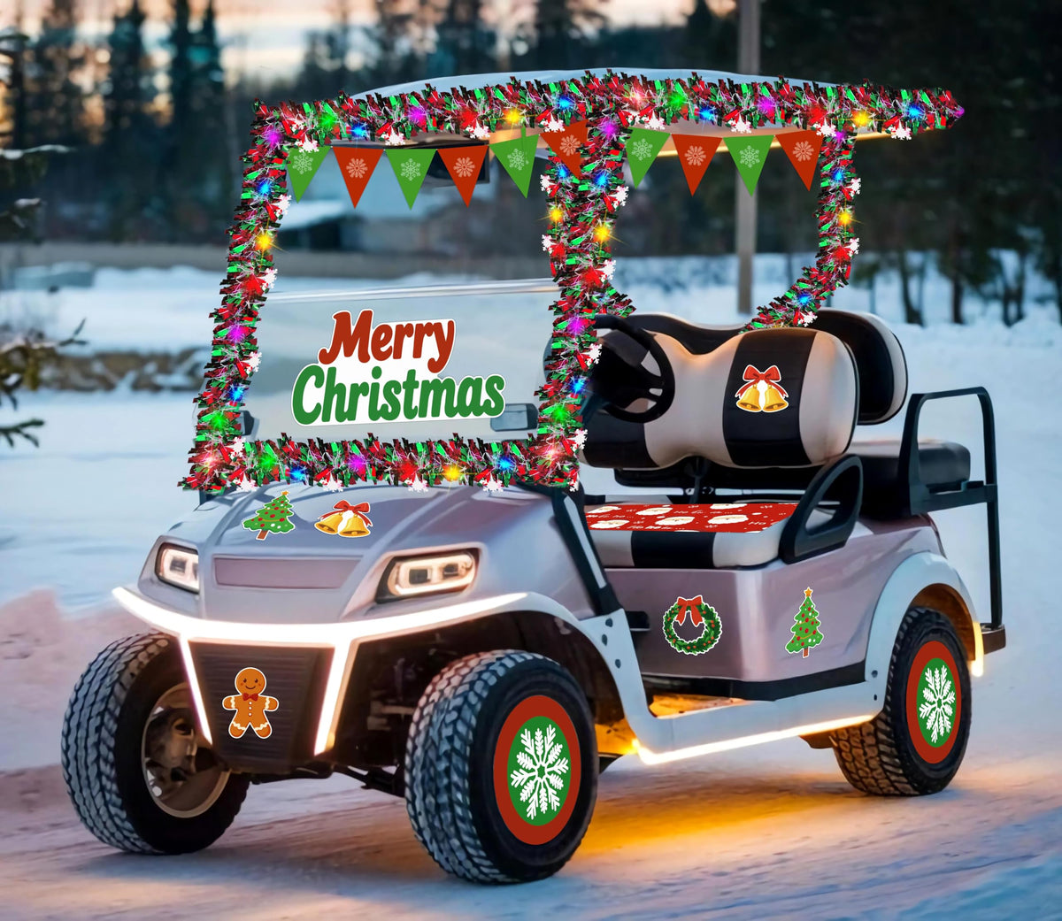 Moon Boat banner enhances visibility of holiday decor