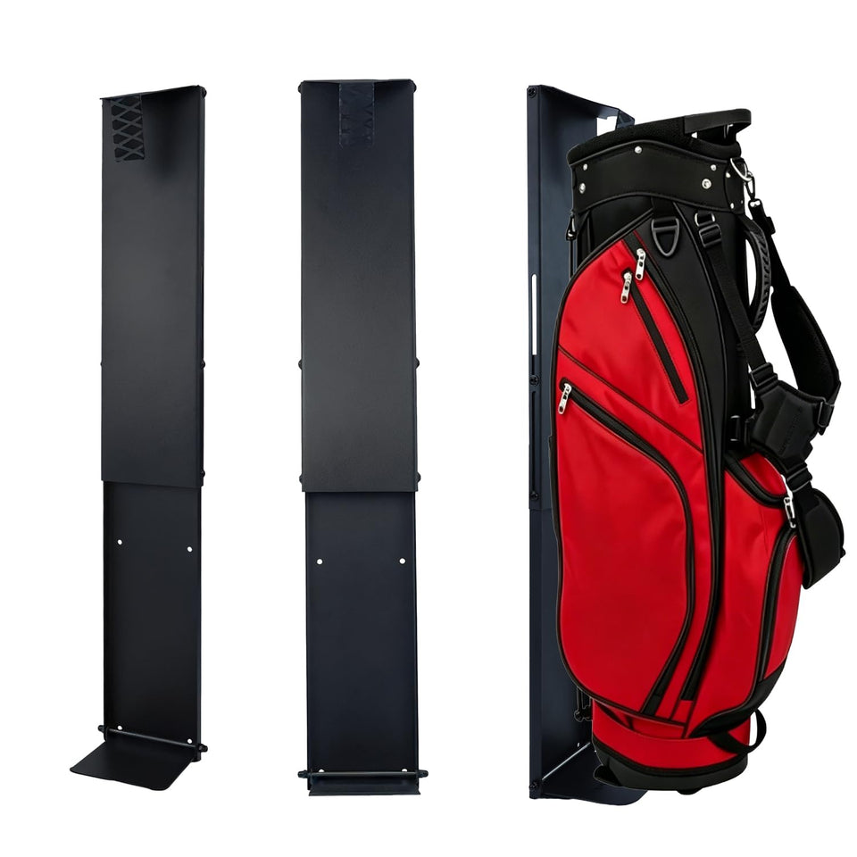 Moroayop wall mount golf bag storage assembly demonstrates sturdy, space-saving garage setup.