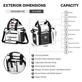 MORXPLOR 12-can insulated cooler bag on cart keeps drinks cool