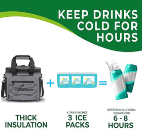 MORXPLOR includes 3 ice packs to help maintain cold drinks.