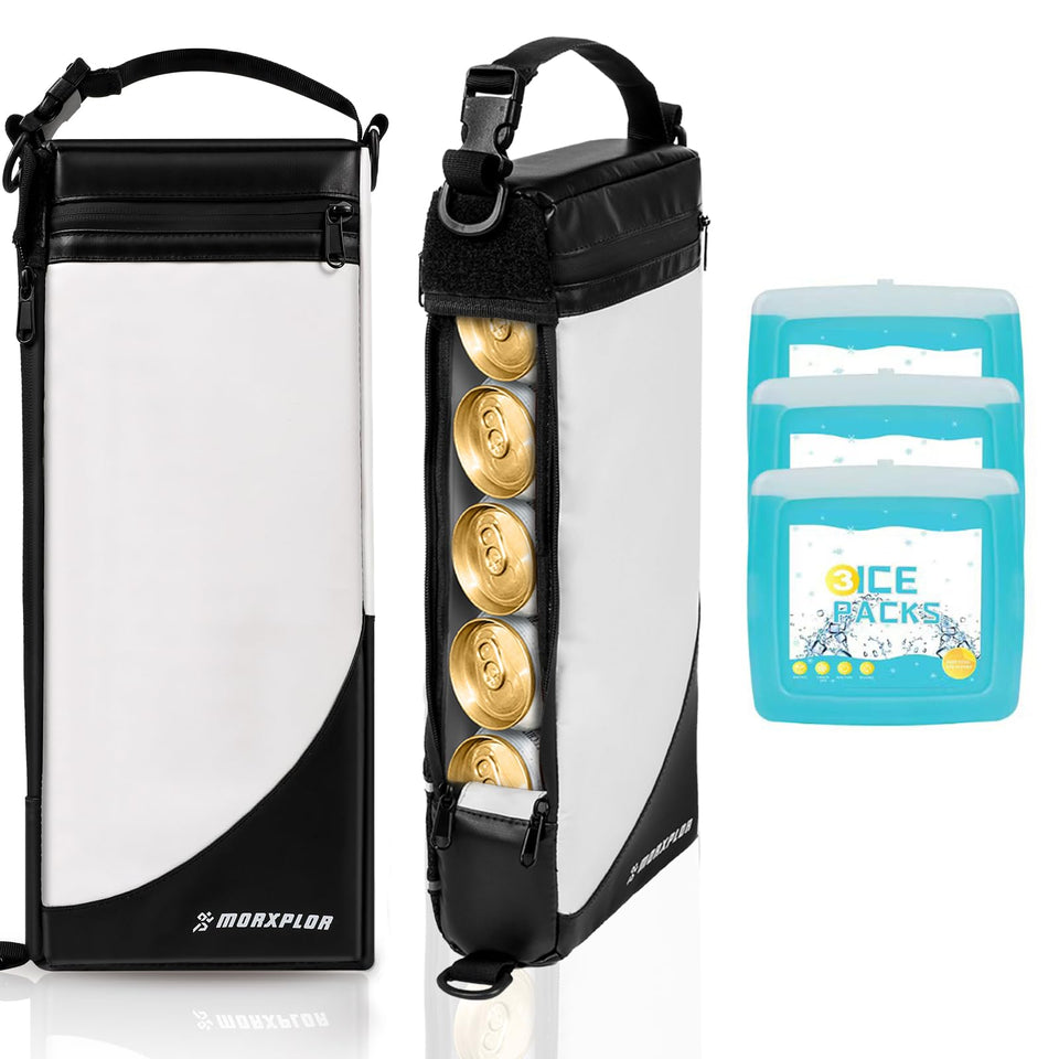 MORXPLOR golf cooler bag with six-can capacity keeps drinks cold on the course.