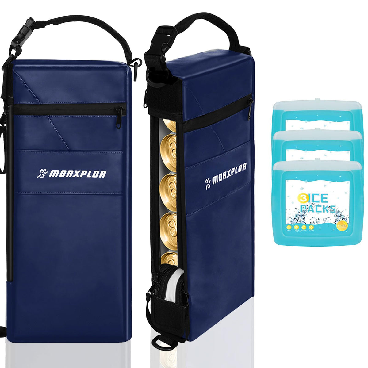 MORXPLOR golf cooler bag with six cans on the course for on-site refreshment.