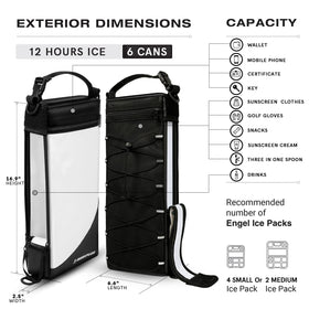 Slim-profile MORXPLOR cooler bag fits inside most golf bags for quick access.