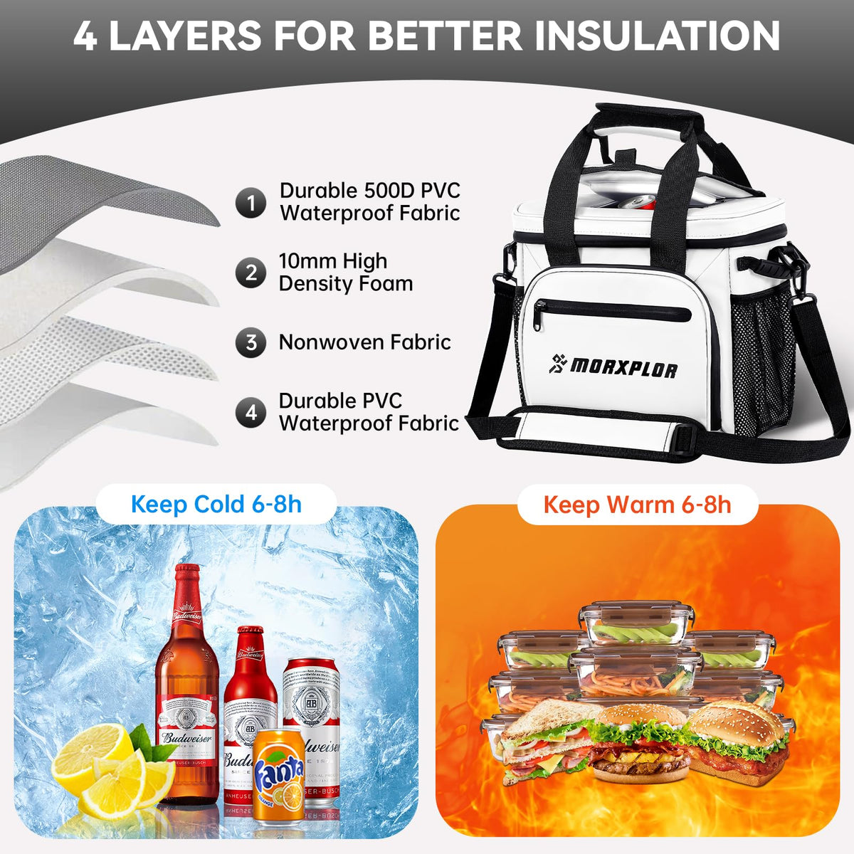 MORXPLOR cooler with multi-pocket design for towels keys and more