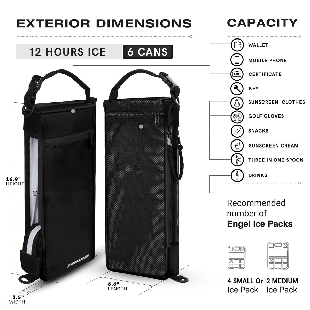 MORXPLOR slim portable design fits in most golf bags.
