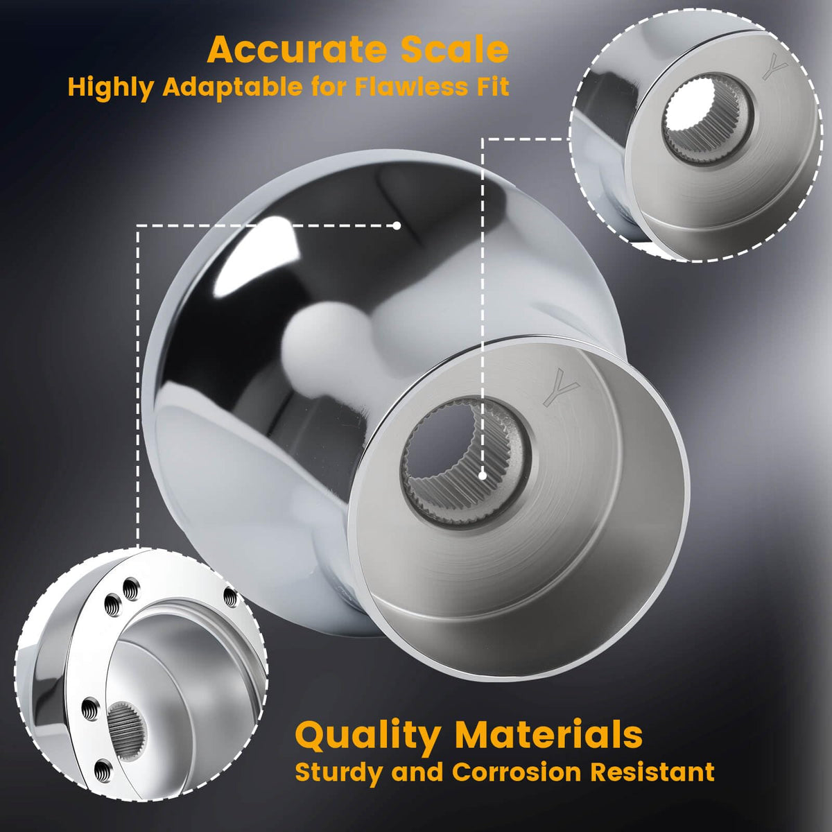 Compatible with 5-6 hole wheels ensures secure steering wheel mounting.