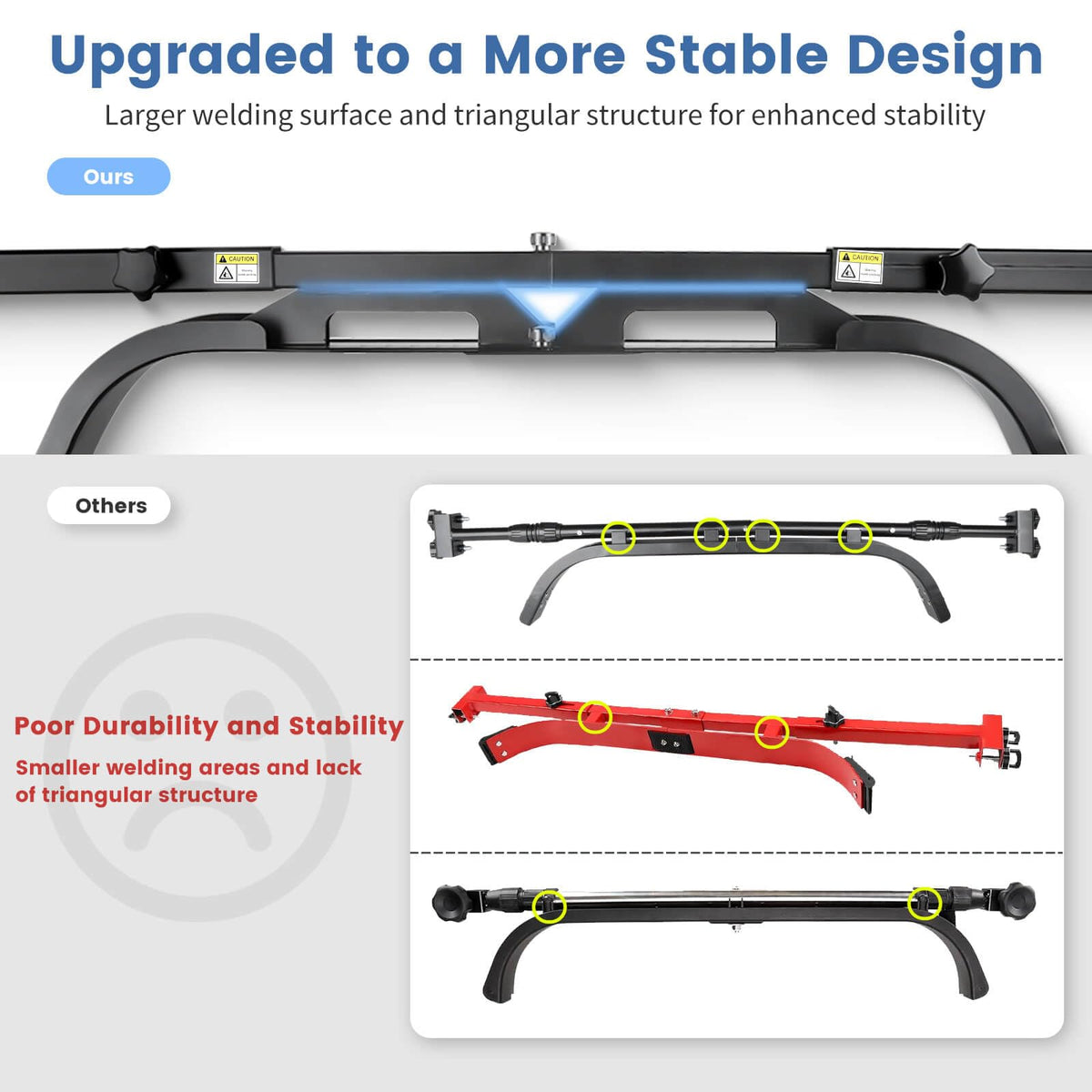 Adjustable-length MOSNAI bag holder fits 1.0 in square frames on golf carts.