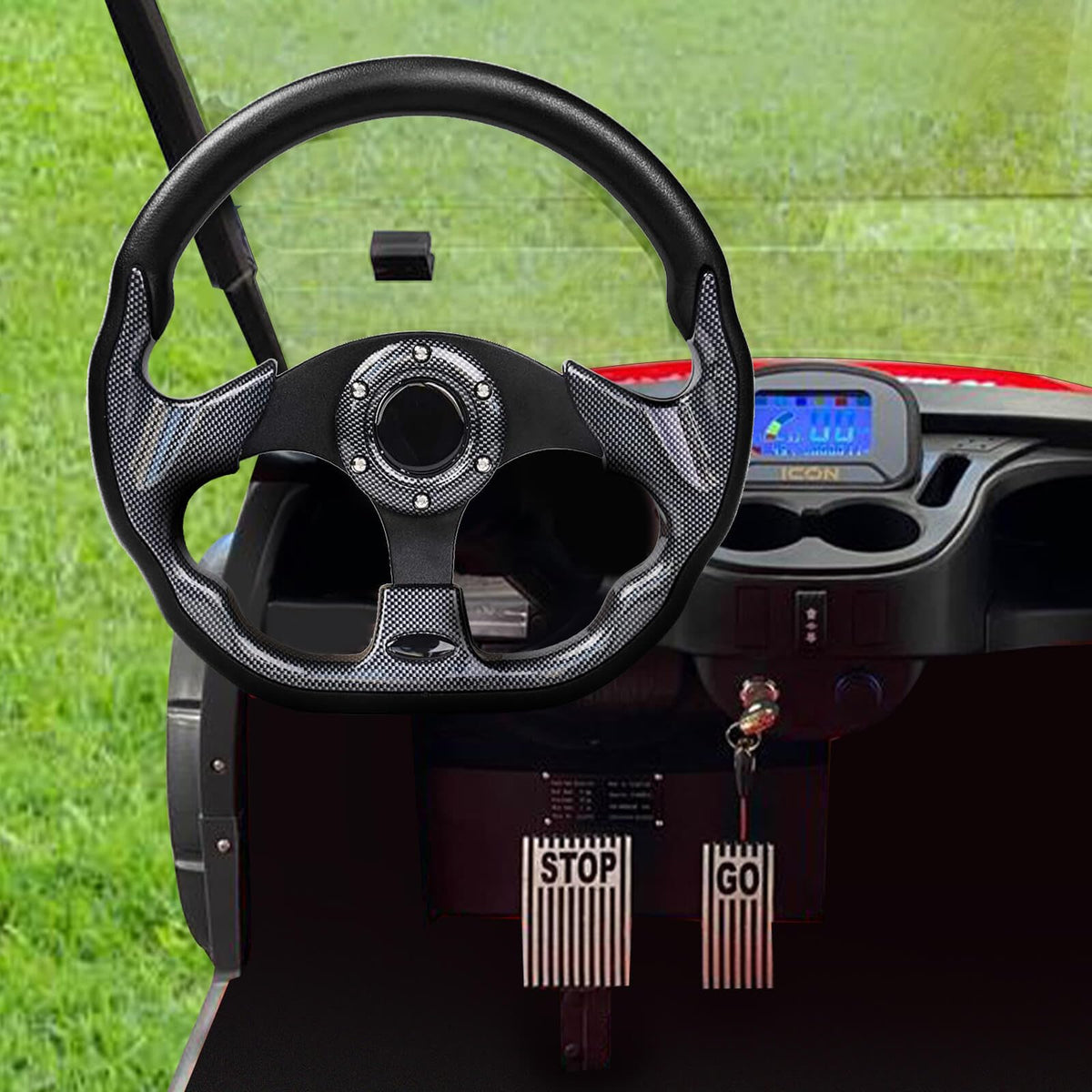 MOSNAI ergonomic grip with brushed aluminum spokes enhances control.
