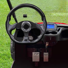 MOSNAI ergonomic grip with brushed aluminum spokes enhances control.