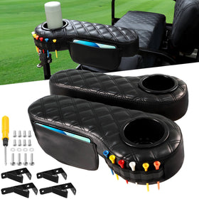 MOSNAI no-drill armrest with cup holder for EZGO Club Car Yamaha rear seats.