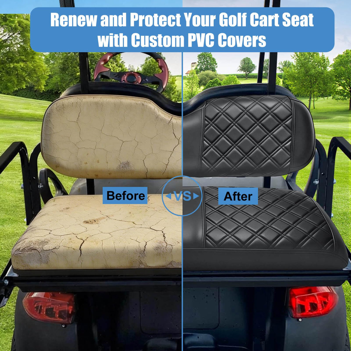 MOSNAI black vinyl seat cover easy to wipe clean and UV resistant
