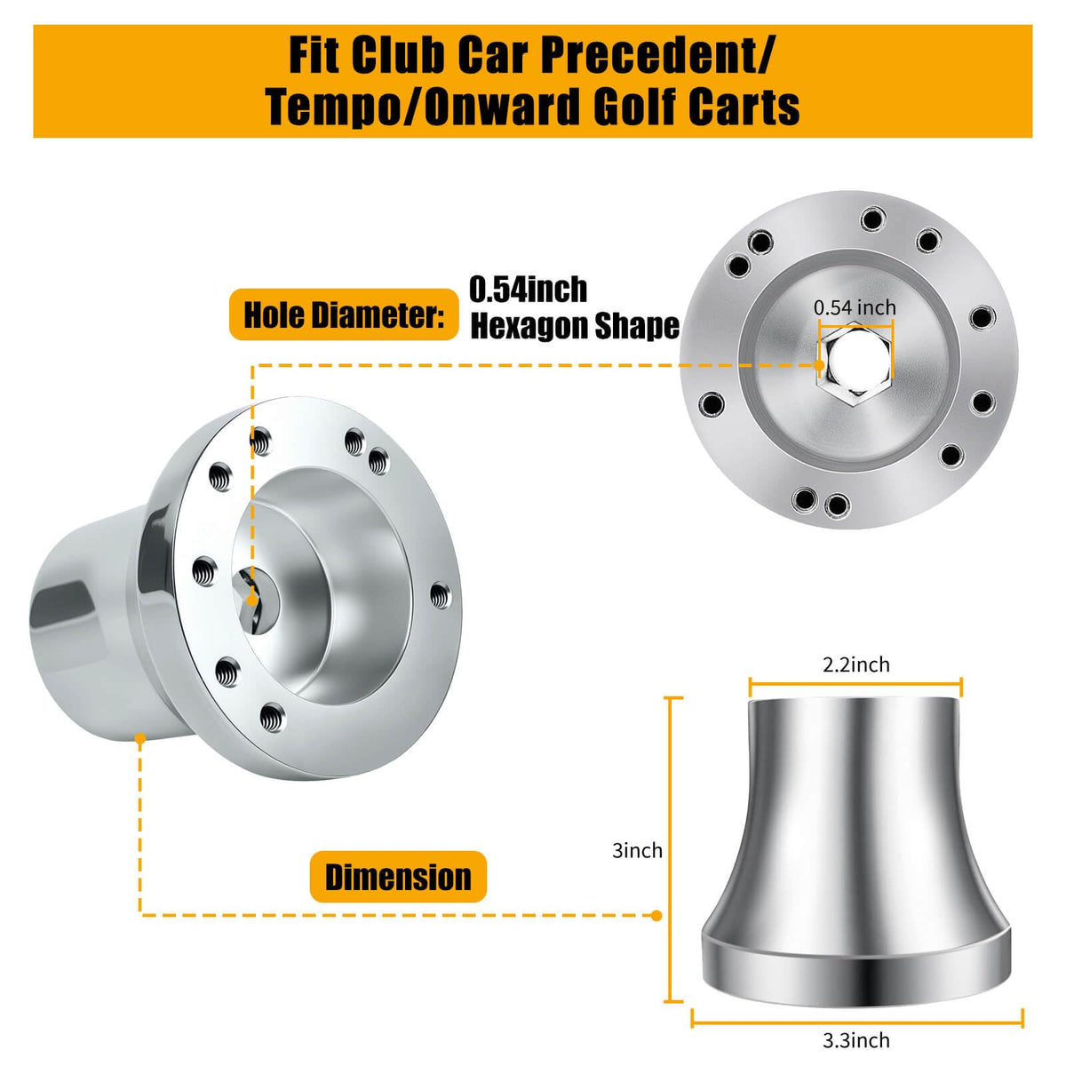 MOSNAI aluminum adapter hub resists corrosion for long-lasting golf cart performance