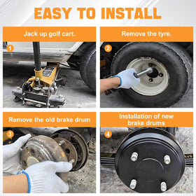 MOSNAI Club Car brake drum packaging — clear contents for a full repair kit.