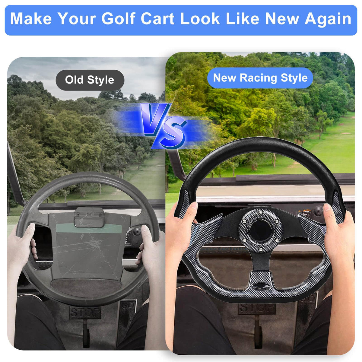 MOSNAI Club Car DS Precedent tempo d-shape steering wheel for easier entry.