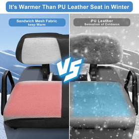 MOSNAI Club Car DS mesh-leather seat cover promotes airflow and comfort.