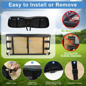 MOSNAI Club Car DS seat cover installs without tools or removing armrests.
