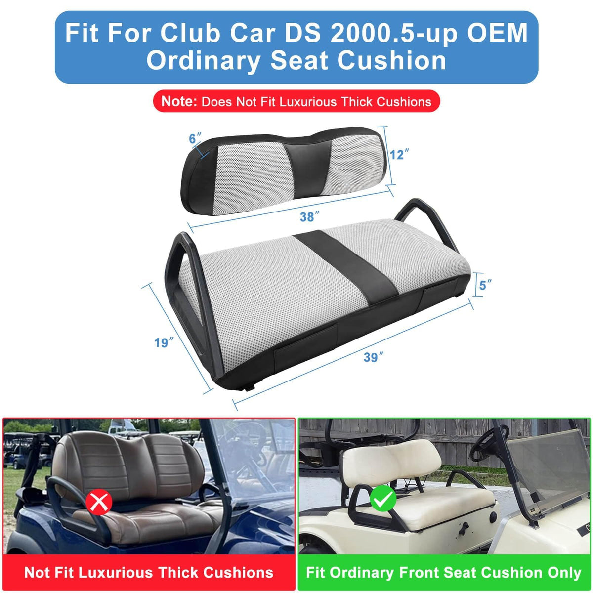 MOSNAI Club Car DS seat cover with mesh pockets adds convenient storage.