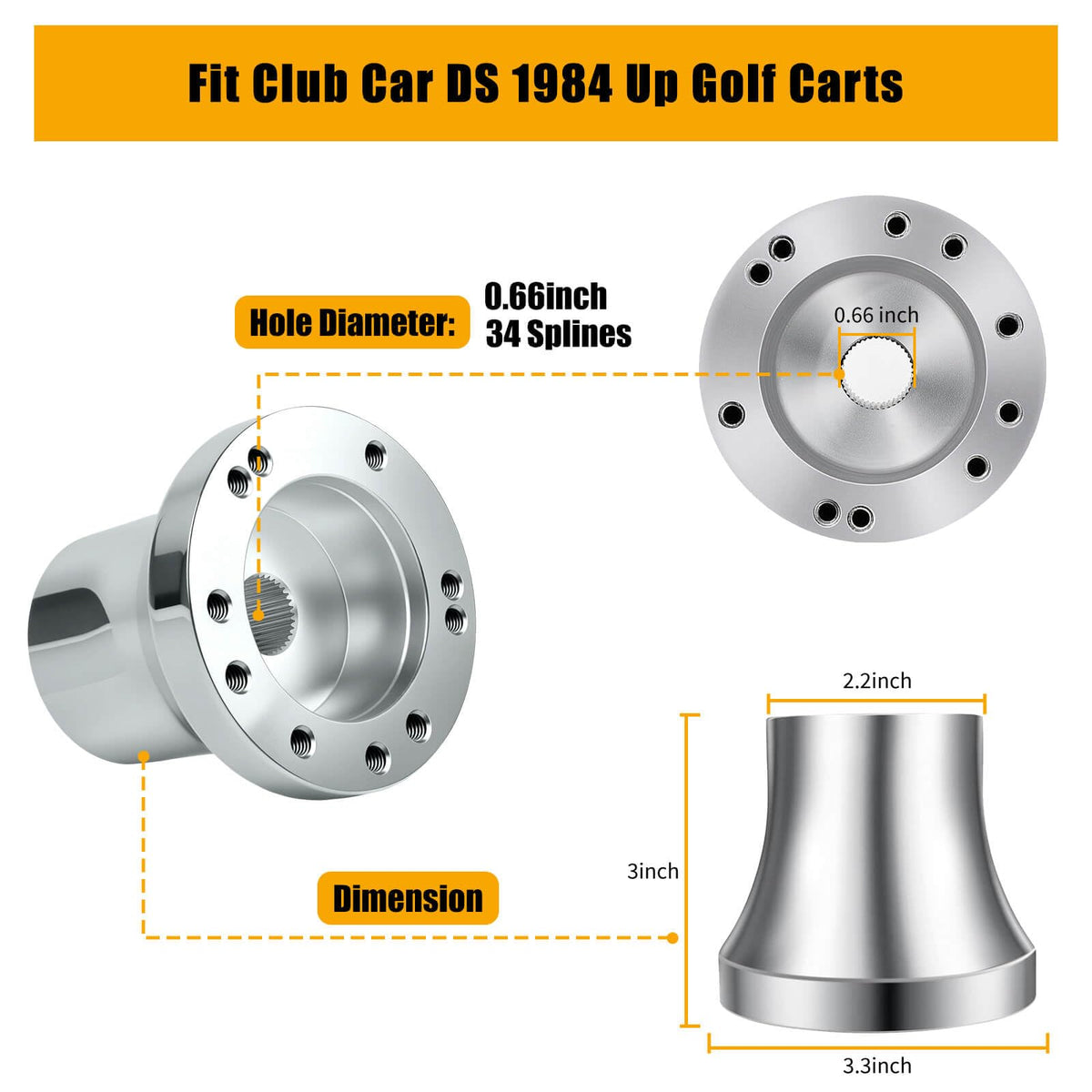 MOSNAI DS steering wheel adapter in silver satin finish shows premium aluminum look