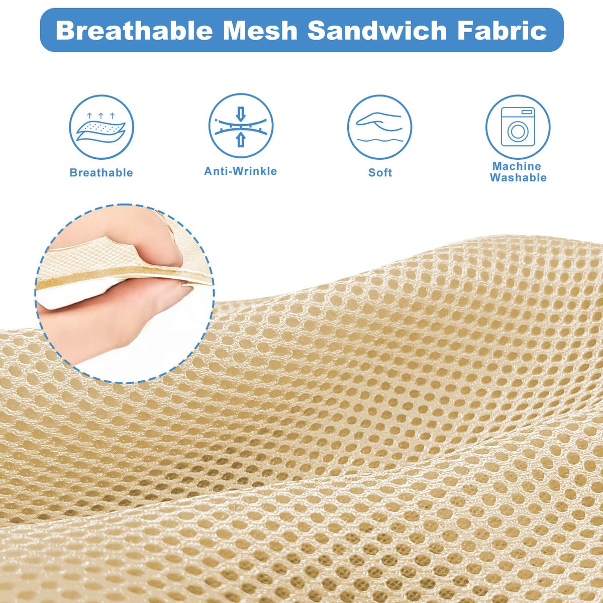 MOSNAI seat cover showing diamond mesh weave for airflow.