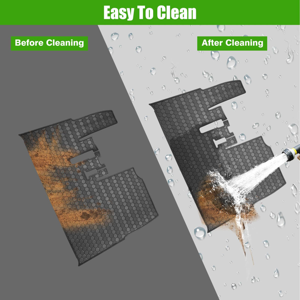 MOSNAI easy-clean rubber mat for quick washdowns.