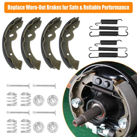 MOSNAI EZGO brake shoes kit packaging shot highlighting complete hardware set