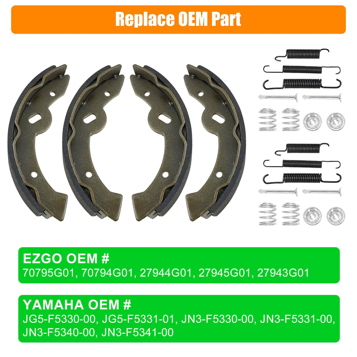 MOSNAI EZGO brake shoes spring hardware close up highlighting durable components