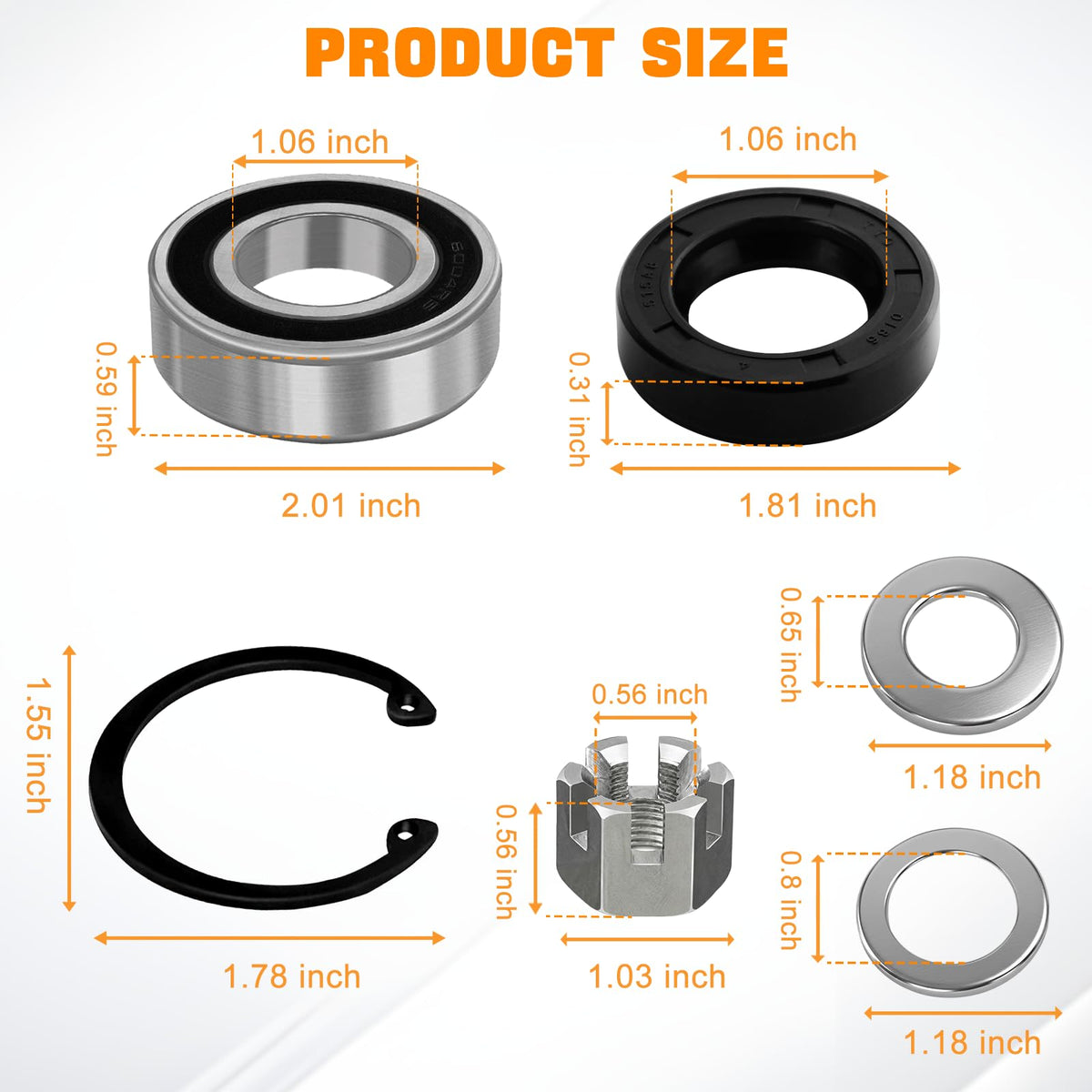 Castle nuts and washers included in MOSNAI kit for secure installation
