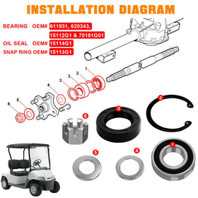 EZGO Marathon compatibility MOSNAI kit shown beside cart axle