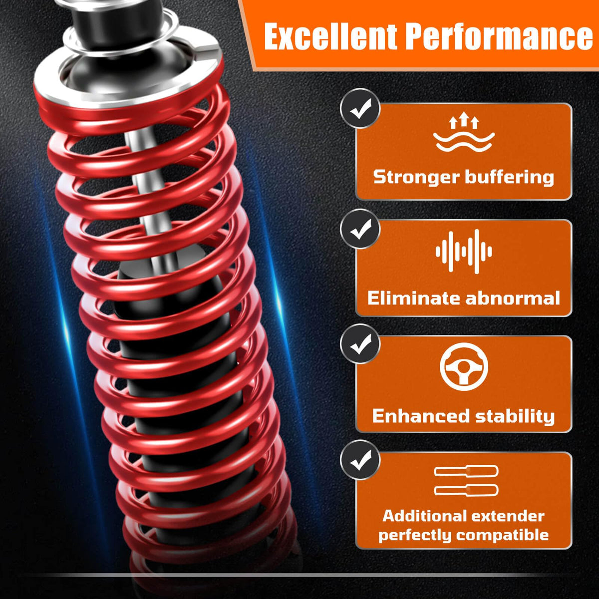 MOSNAI EZGO OEM replacement part replaces worn shocks on TXT models.