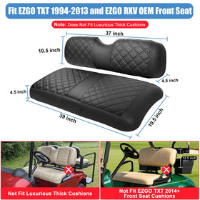 MOSNAI EZGO front bench seat cover showing durable PVC leather and easy maintenance.