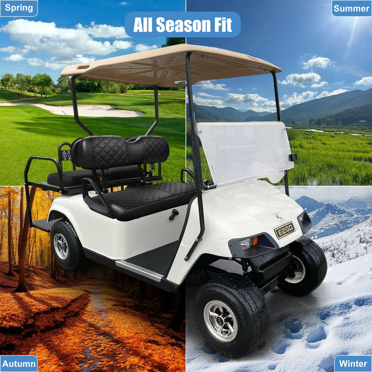 MOSNAI EZGO seat cover pocket adds convenient storage.