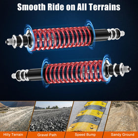 MOSNAI EZGO shock extenders included for lifted cart compatibility.
